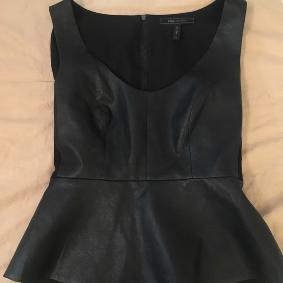 BCBG Tops - BCBG leather peplum
